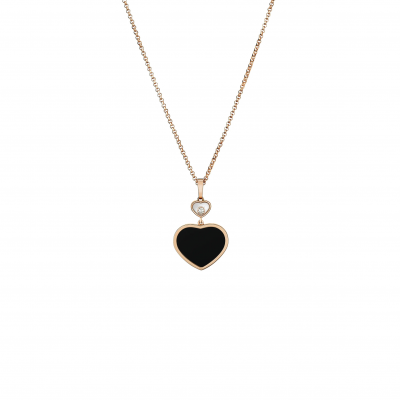 CHOPARD HAPPY HEARTS PENDANT, ROSE GOLD, DIAMOND, ONYX 797482-5201